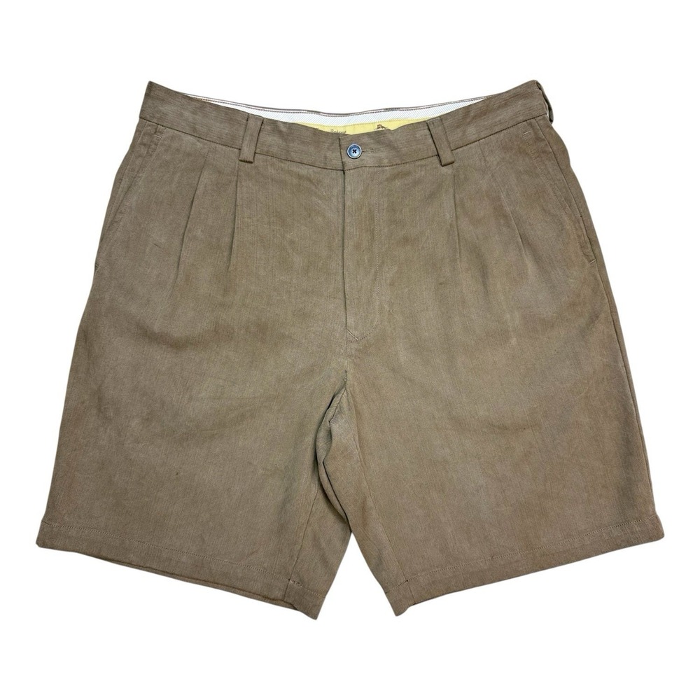 Tommy Bahama Silk Rayon Shorts Mens 34 Brown‎ Pleated Casual Luxury Summer
